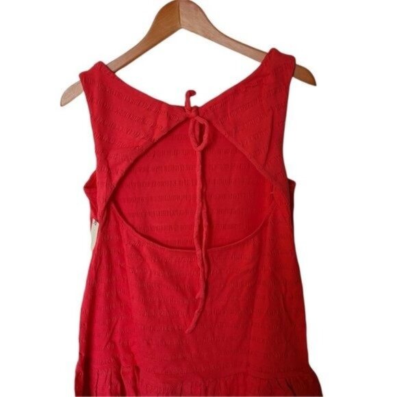 Anthropologie Flounced Open-Back Mini Dress Teaberry Coral L Large NWT Texturize - Picture 14 of 14